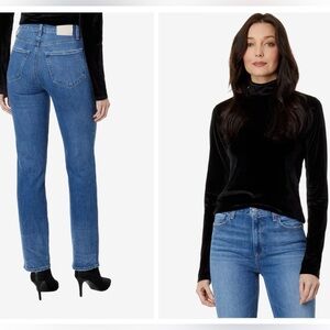 PAIGE Women's Straight Leg Blue Jeans